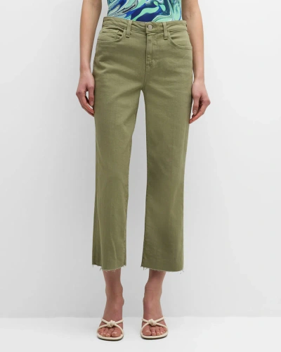 L Agence Wanda High-rise Wide-leg Crop Jeans In Green