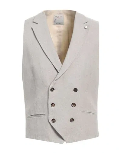 L.b.m 1911 L. B.m. 1911 Man Tailored Vest Light Grey Size 42 Linen, Cotton