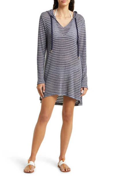 La Blanca Hooded Cover-up Tunic In Indigo