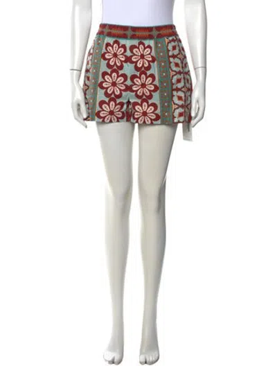 Pre-owned La Doublej Floral Print Mini Shorts In Blue