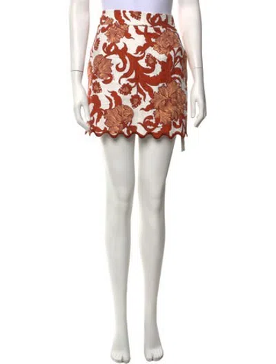 Pre-owned La Doublej Floral Print Mini Skirt In Brown