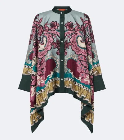 La Doublej Foulard Printed Silk Twill Shirt In Green