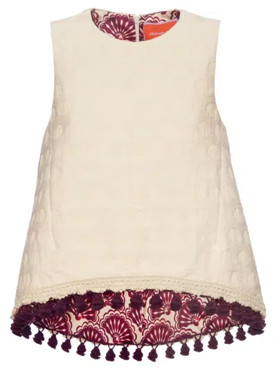 La Doublej La Scala Jacquard Cotton Blouse In Creamy