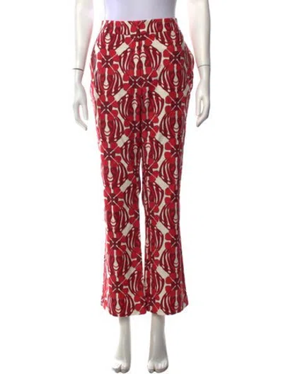 Pre-owned La Doublej Patterned Flared Pants W/ Tags In Red