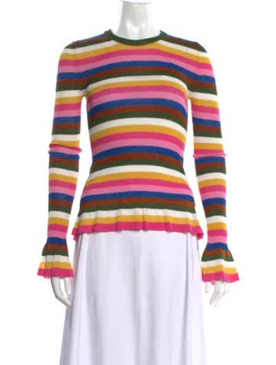 Pre-owned La Doublej Striped Crew Neck Sweater In Pink
