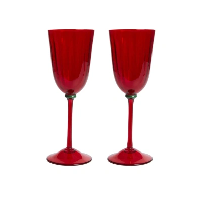 La Doublej Wine Rainbow Glasses Set Of 2 In Red