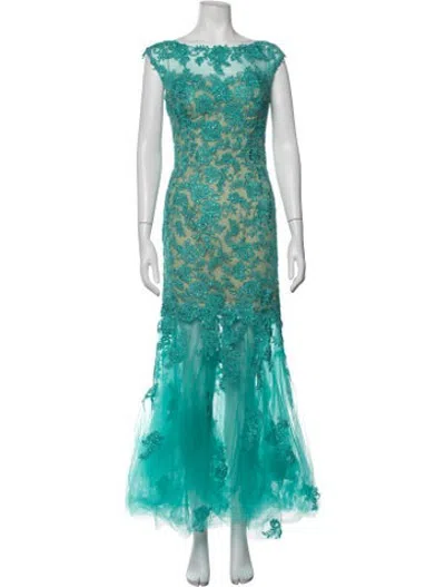 Pre-owned La Femme Floral Print Long Dress In Green