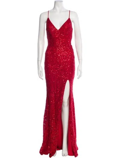 Pre-owned La Femme Patterned Long Dress In Red
