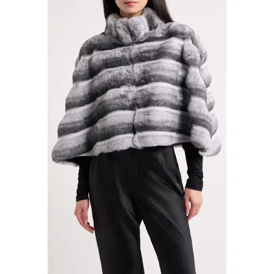 La Fiorentina Channeled Faux Fur Capelet In Gray