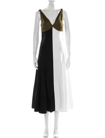 Pre-owned La Ligne Colorblock Pattern Midi Length Dress In Black