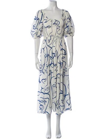Pre-owned La Ligne Graphic Print Midi Length Dress In Blue