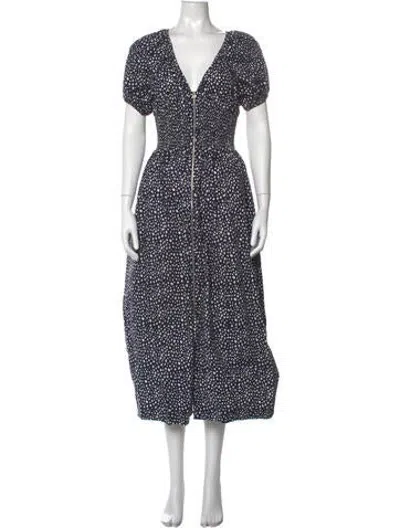 Pre-owned La Ligne Printed Midi Length Dress In Blue