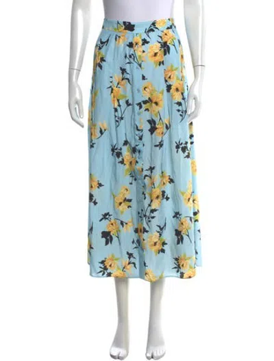 Pre-owned La Ligne Silk Midi Length Skirt In Blue