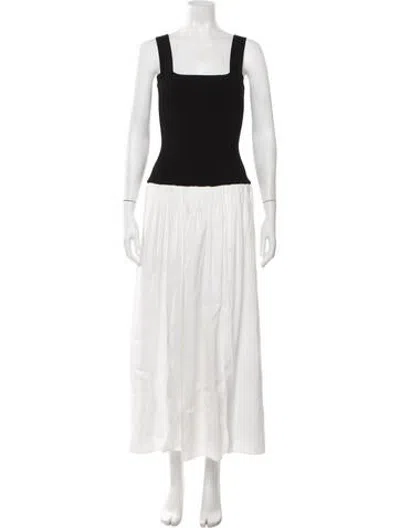 Pre-owned La Ligne Square Neckline Midi Length Dress In White
