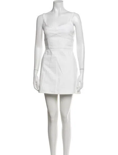 Pre-owned La Ligne Square Neckline Mini Dress In White
