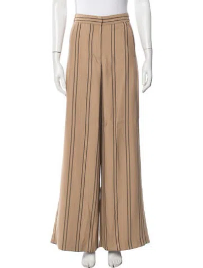 Pre-owned La Ligne Striped Wide Leg Pants In Brown