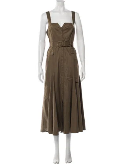 Pre-owned La Ligne V-neck Midi Length Dress In Green