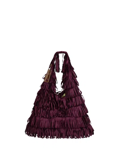 La Milanesa Medium Capucine Tiered-fringed Tote Bag In Purple