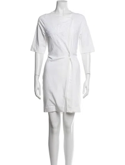 Pre-owned La Perla Lace Pattern Mini Dress In White