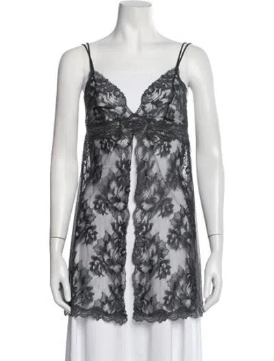 Pre-owned La Perla Lace Pattern Nightgown In Black