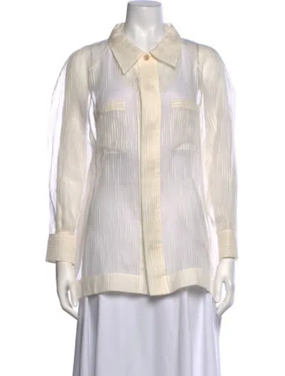 Pre-owned La Perla Long Sleeve Button-up Top W/ Tags In Neutrals
