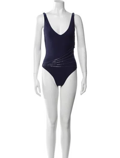 Pre-owned La Perla Mesh Accents One-piece In Purple