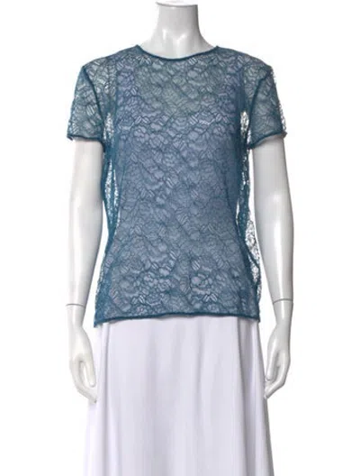 Pre-owned La Perla Nylon Lace Pattern Top In Blue