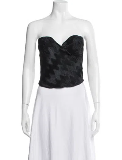Pre-owned La Perla Patterned Strapless Crop Top In Black