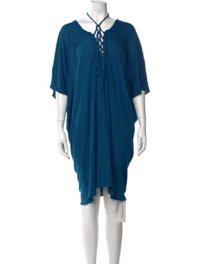 Pre-owned La Perla Plunge Neckline Knee-length Dress In Blue