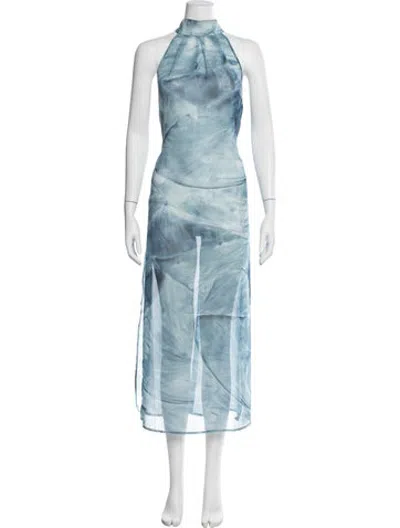 Pre-owned La Perla Printed Midi Length Dress In Blue