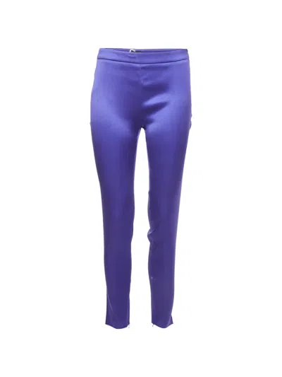 Pre-owned La Perla Satin Slim-fit Trousers In Purple