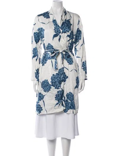 Pre-owned La Perla Silk Floral Print Nightgown In Blue