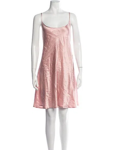 Pre-owned La Perla Silk Lace Trim Embellishment Nightgown In Pink
