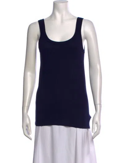 Pre-owned La Perla Silk Scoop Neck Top In Blue