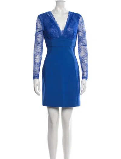 Pre-owned La Perla Virgin Wool V-neck Crop Top In Blue