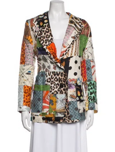 Pre-owned La Prestic Ouiston Silk Patterned Blazer In Multicolor