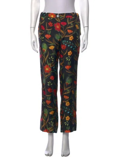 Pre-owned La Prestic Ouiston Silk Straight Leg Pants In Black