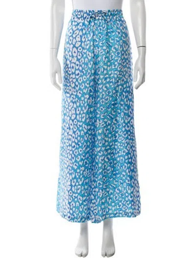 Pre-owned La Prestic Ouiston Silk Wide Leg Pants In Blue