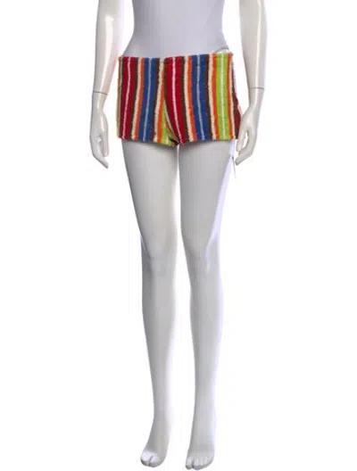 Pre-owned La Veste Striped Mini Shorts In White