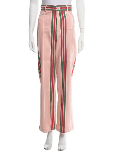 Pre-owned La Veste Striped Wide Leg Pants In Pink