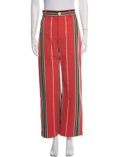 Pre-owned La Veste Striped Wide Leg Pants In Pink