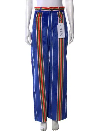 Pre-owned La Veste Striped Wide Leg Pants W/ Tags In Blue