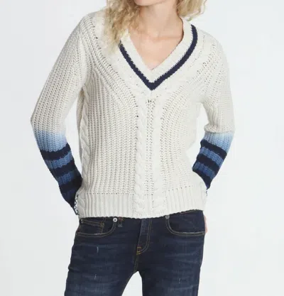 Label+thread Dip Dyed Vee Sweater In Ecru In White
