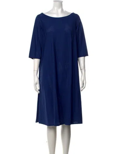 Pre-owned Labo.art Bateau Neckline Midi Length Dress In Blue