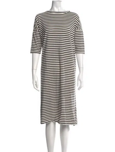Pre-owned Labo.art Striped Midi Length Dress In White
