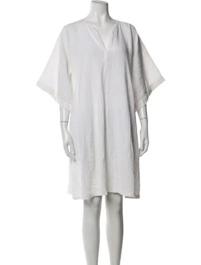 Pre-owned Labo.art V-neck Midi Length Dress In White