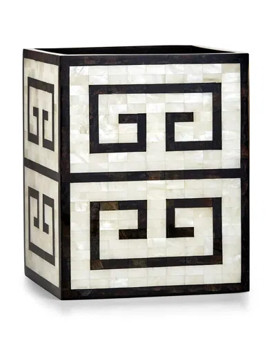 Labrazel Greek Key Wastebasket In Ivory/ebony
