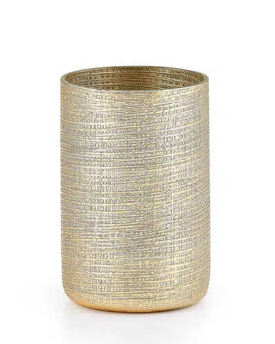 Labrazel Woven Metallic Brush Holder In Gray Metallic