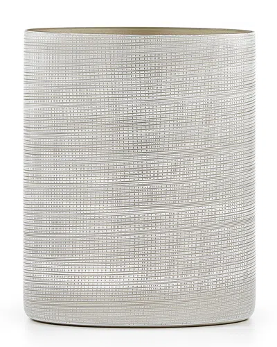 Labrazel Woven Wastebasket, Platinum In Silver/white