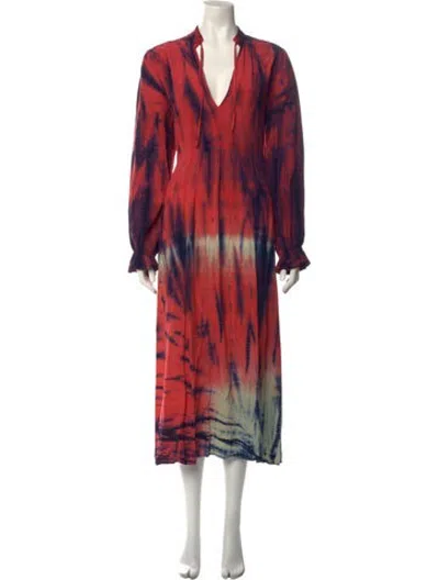 Pre-owned Lacausa Tie-dye Print Midi Length Dress In Multicolor